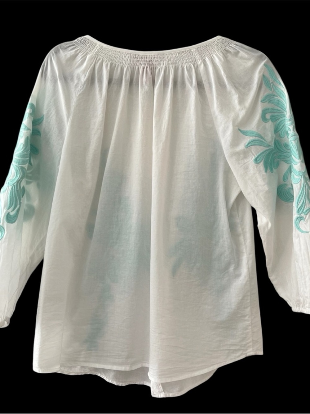 Sundance Embroidered Peasant Cotton Top White Size Medium - Picture 4 of 4